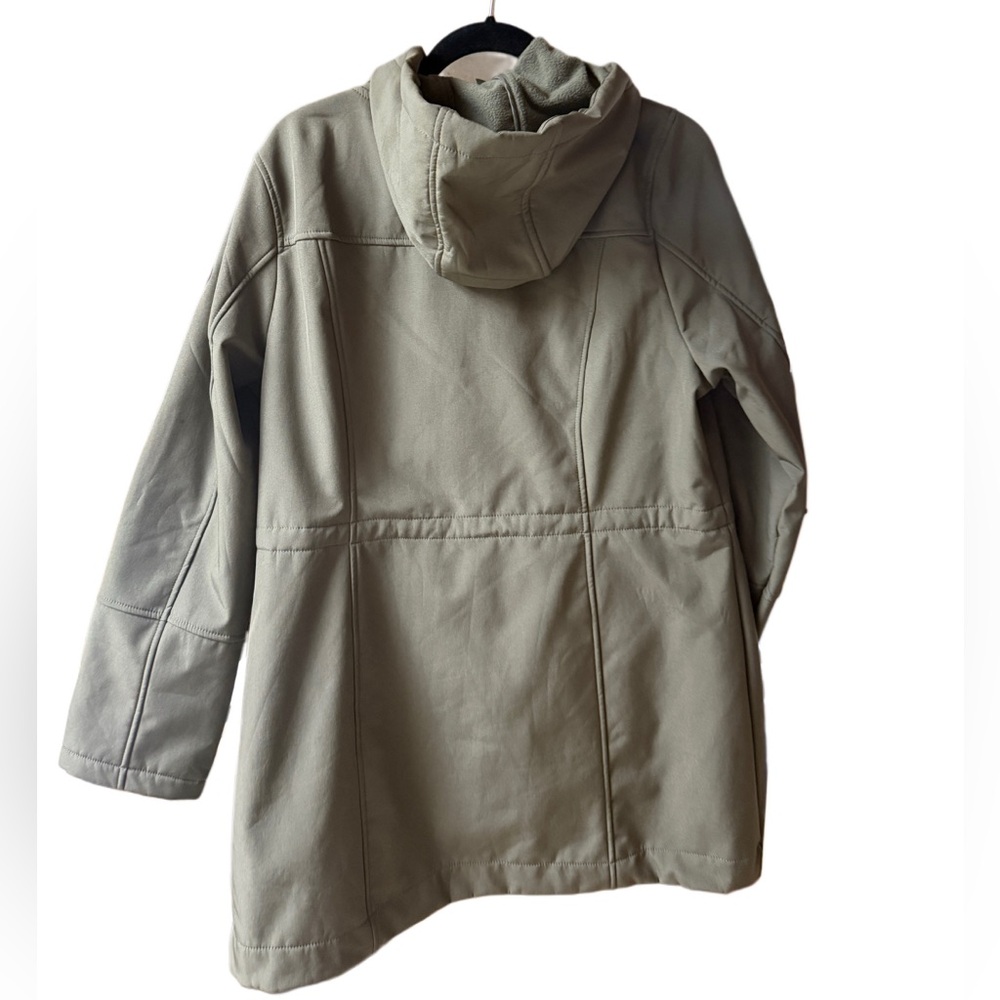 French connection Green women’s weather resistant rain zip up hooded Jacket Sz L